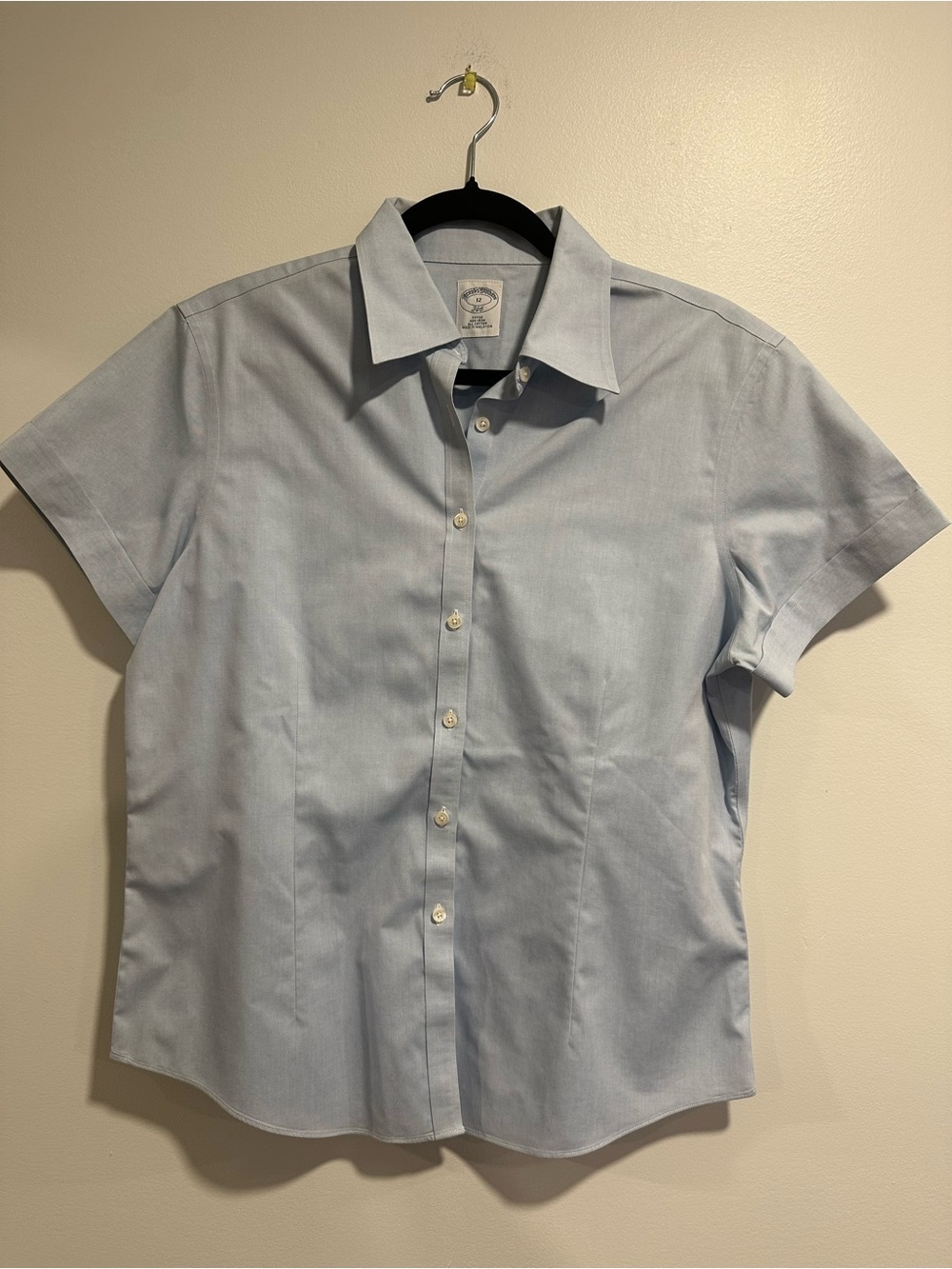 Brooks Brothers Cotton Short Sleeve button down shirt light blue women’s size 12